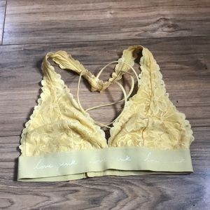 Pink yellow lace bralette